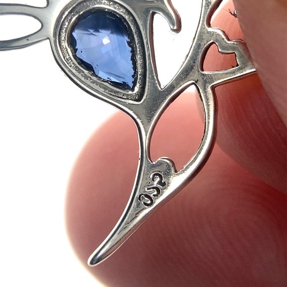 Blue Sapphire .72ct Platinum Finish Solid 925 Sterling Silver Pendant - Picture 6 of 7